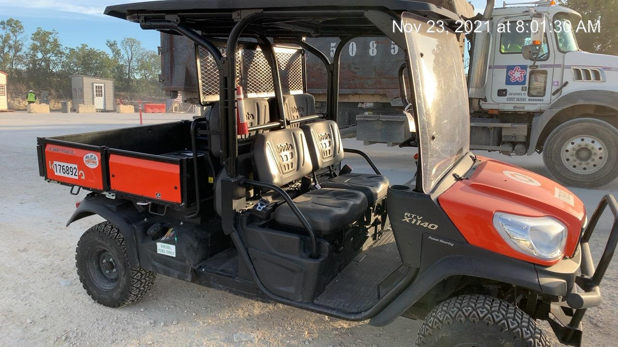 2021 Kubota RTV-X1140W-H Plastic Canopy, Windshield Acrylic Clear, LED Strobe Light, Wire Harness Kit, Back up Alarm