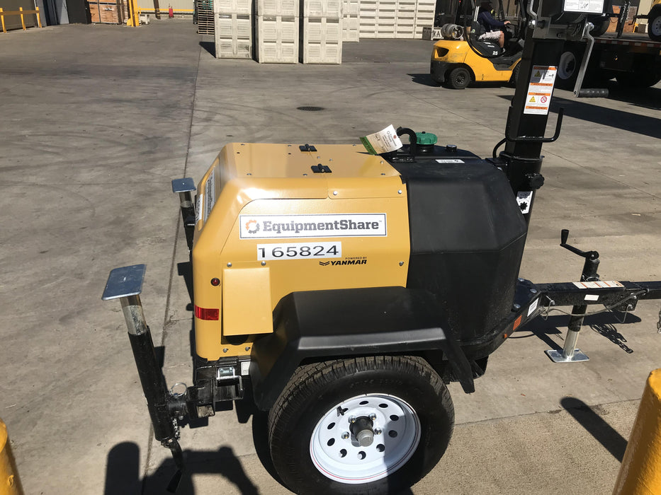 2021 Allmand NLV3GR (4) LED Light Fixture 350W, 23' Vertical Mast, 3kW Prime, Towable, Deep Sea L401, Leveling Jacks, Yanmar T4F 5.8hp