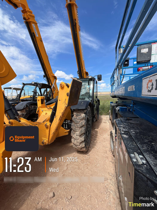 2020 JCB 510-56 Cab/Heat/Air, 74 HP, Solid Tires, STD Worklight, Beacon, Aux Hydraulics, Lifting Eye, Back up Alarm w/66" Carriage/60" Forks