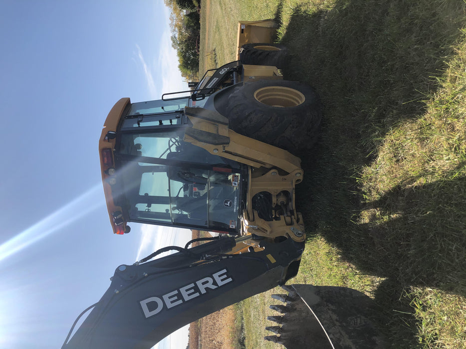 2020 John Deere 410L - Extendable Stick Cab/Heat/Air, 4WD, Extendable Stick, Pilot Controls, 2 Way Hydraulics, TAG Manual QC