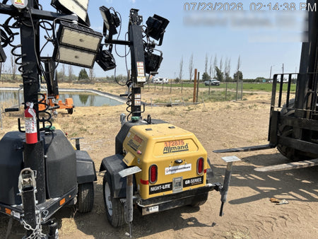2021 Allmand NLV3GR (4) LED Light Fixture 350W, 23' Vertical Mast, 3kW Prime, Towable, Deep Sea L401, Leveling Jacks, Yanmar T4F 5.8hp