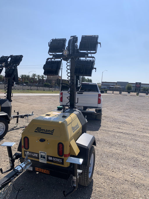 2021 Allmand NLV3GR (4) LED Light Fixture 350W, 23' Vertical Mast, 3kW Prime, Towable, Deep Sea L401, Leveling Jacks, Yanmar T4F 5.8hp