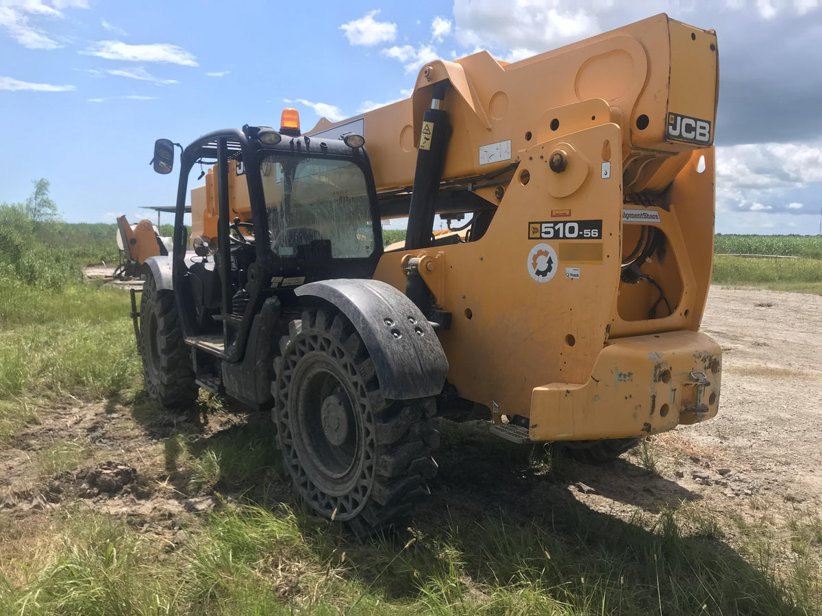 2019 JCB 510-56 Canopy, 74 HP, Solid Tires, STD Worklight, Beacon, Aux Hydraulics, Lifting Eye, Back up Alarm w/66" Carriage/60" Forks