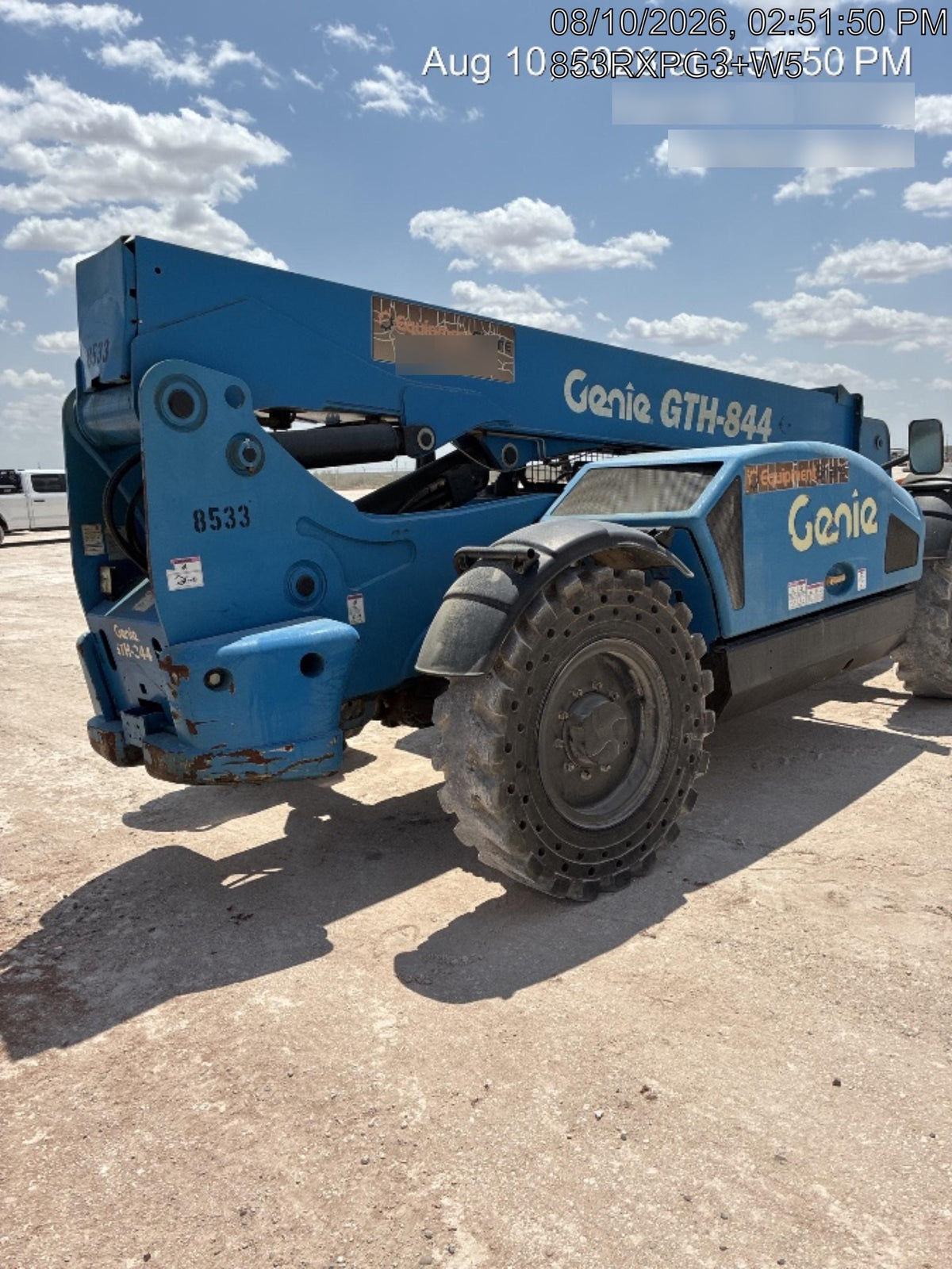 2018 Genie GTH-844 Genie GTH-844D w/Open ROPS, Solid Tires, Work Light/Beacon, 60" Carriage and Forks