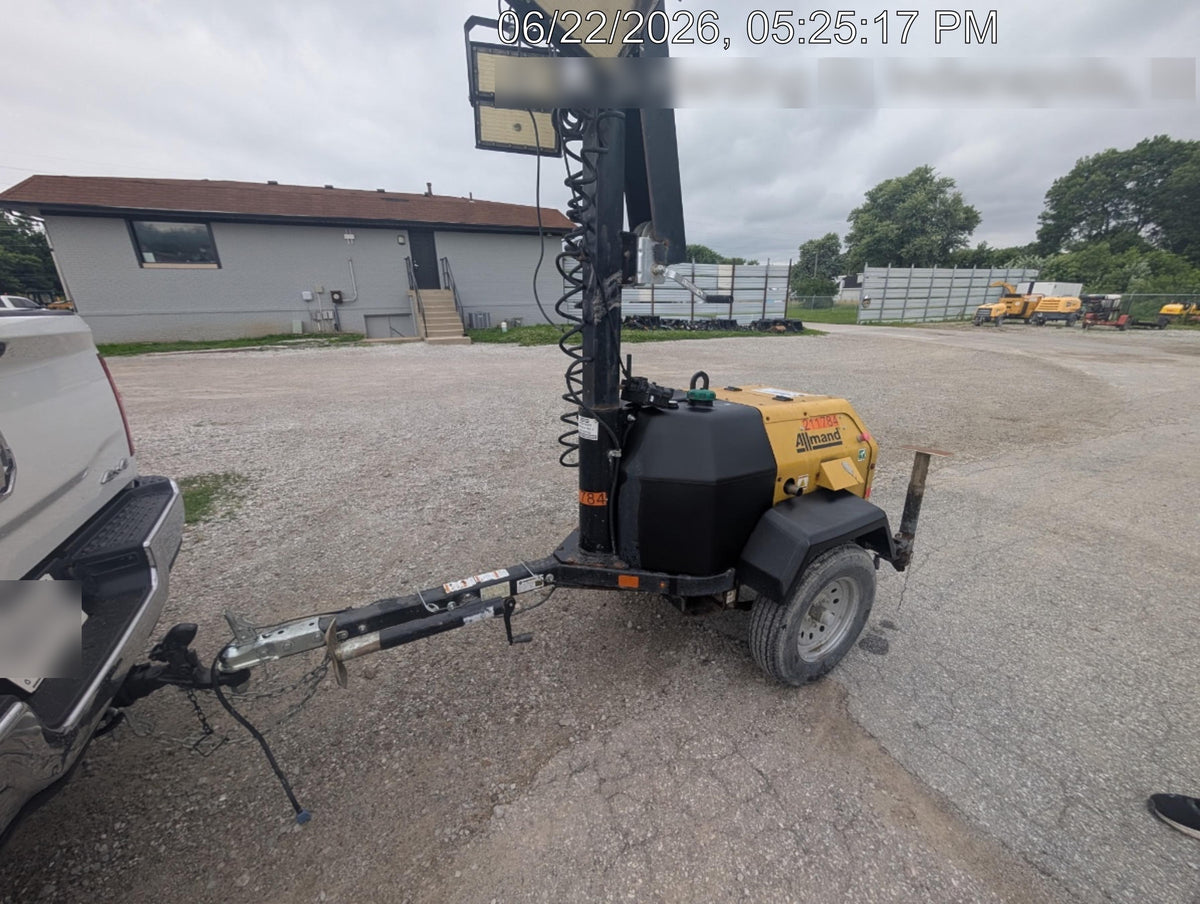 2022 Allmand NLV3GR (4) LED Light Fixture 350W, 23' Vertical Mast, 3kW Prime, Towable, Deep Sea L401, Leveling Jacks, Yanmar T4F 5.8hp