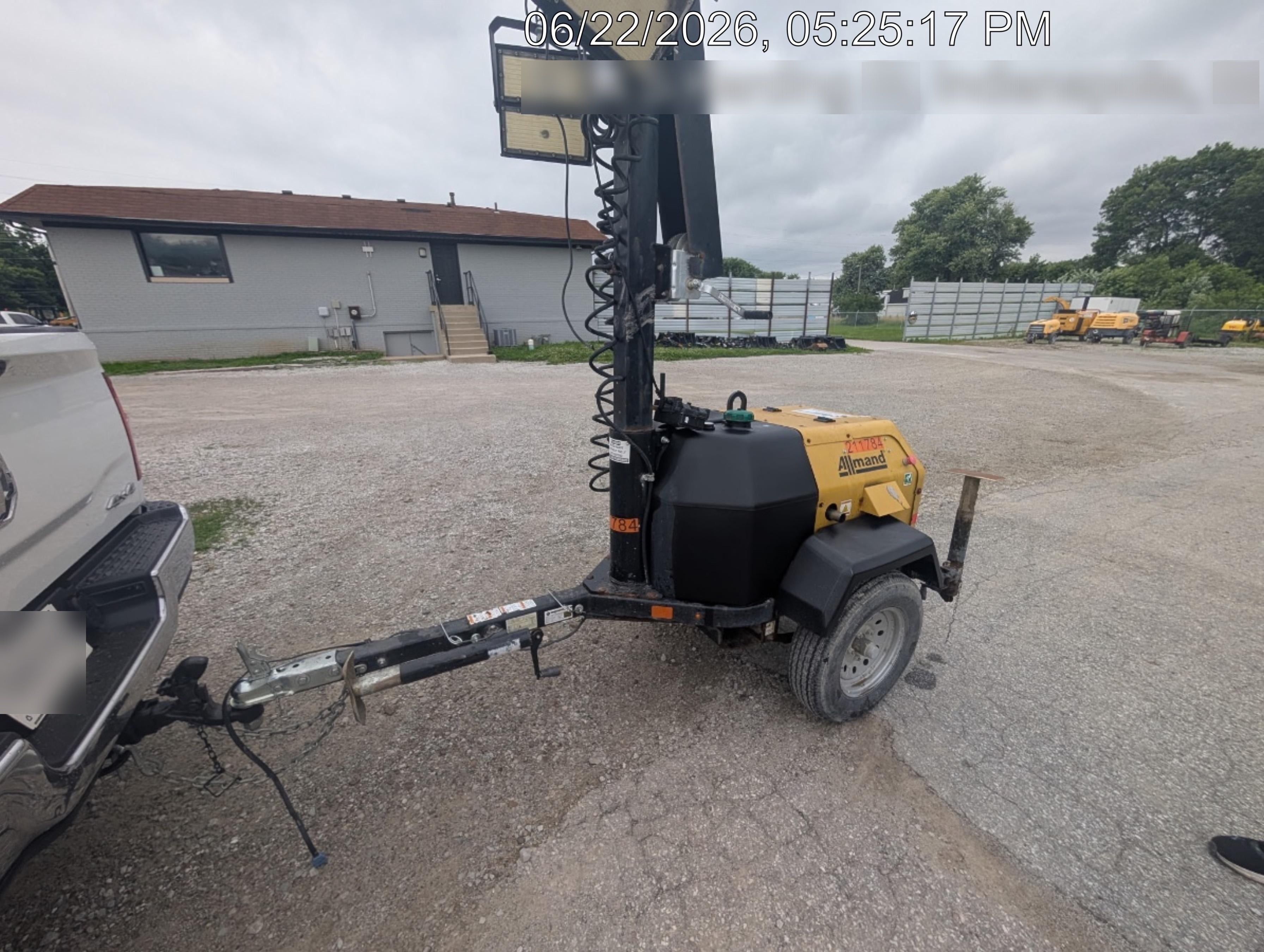 2022 Allmand NLV3GR (4) LED Light Fixture 350W, 23' Vertical Mast, 3kW Prime, Towable, Deep Sea L401, Leveling Jacks, Yanmar T4F 5.8hp