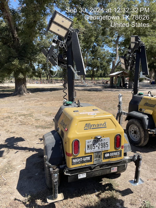 2022 Allmand NLV3GR (4) LED Light Fixture 350W, 23' Vertical Mast, 3kW Prime, Towable, ES Decals, T3