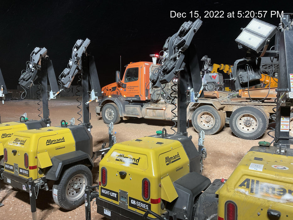 2022 Allmand NLV3GR (4) LED Light Fixture 350W, 23' Vertical Mast, 3kW Prime, Towable, ES Decals, T3