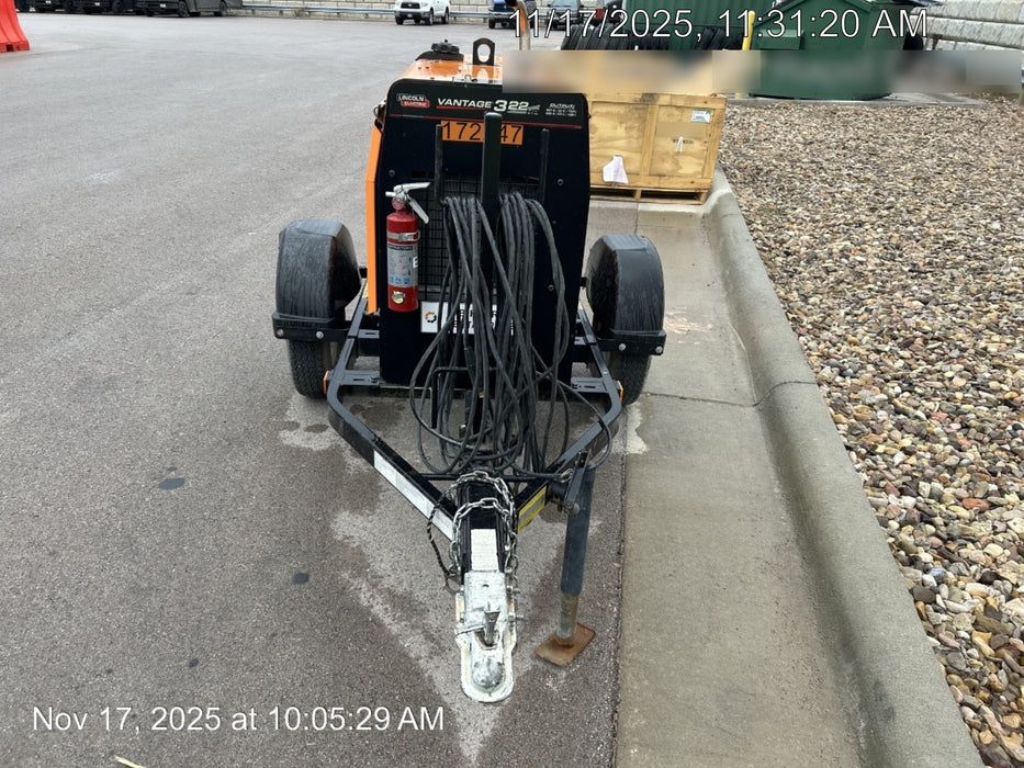 2021 Lincoln Electric Vantage 322 Vantage 322 Ready Pak 3 w/ Decals, ORANGE (includes trailer, cable rack, fender light kit) NO Telematics