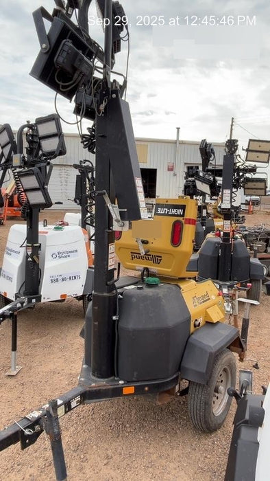 2022 Allmand NLV3GR (4) LED Light Fixture 350W, 23' Vertical Mast, 3kW Prime, Towable, Deep Sea L401, Leveling Jacks, Yanmar T4F 5.8hp