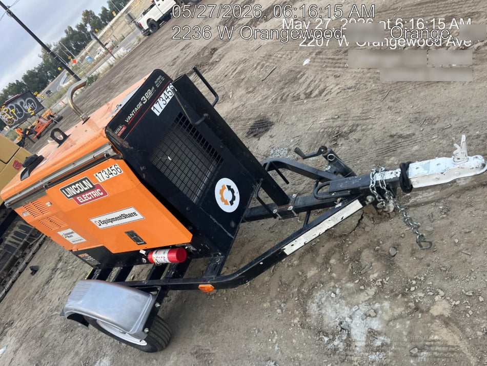 2021 Lincoln Electric Vantage 322 Vantage 322 Ready Pak 3 w/ Decals, ORANGE (includes trailer, cable rack, fender light kit) NO Telematics