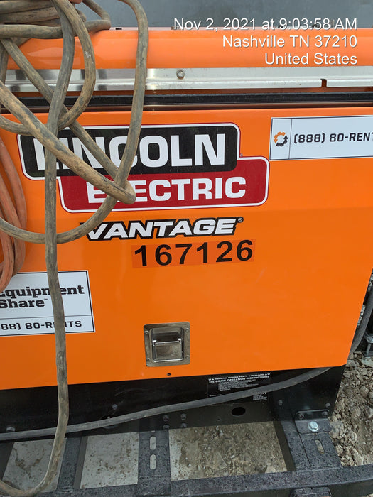 2021 Lincoln Electric Vantage 322 Vantage 322 Ready Pak 3 w/ Decals, ORANGE (includes trailer, cable rack, fender light kit) NO Telematics