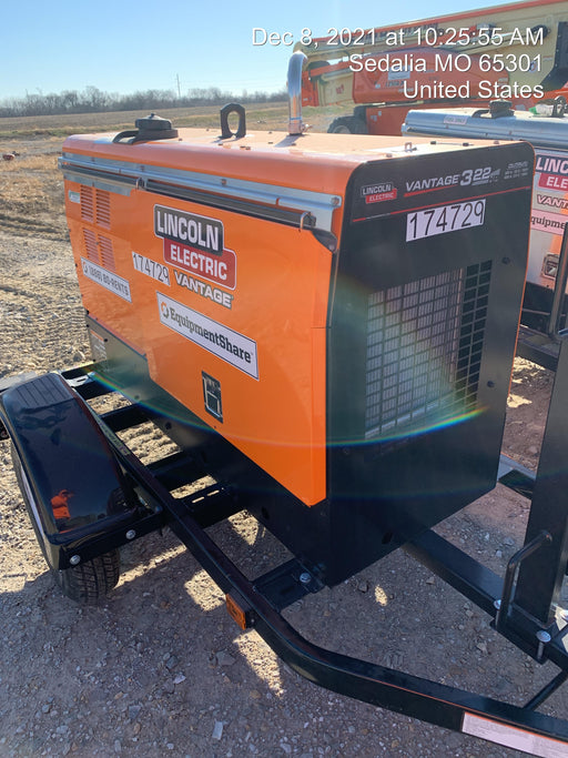 2021 Lincoln Electric Vantage 322 Vantage 322 Ready Pak 3 w/ Decals, ORANGE (includes trailer, cable rack, fender light kit) NO Telematics