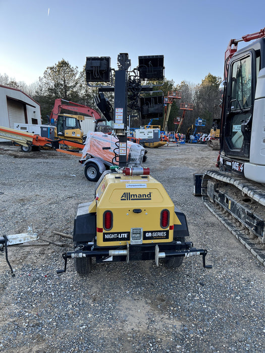 2022 Allmand NLV3GR (4) LED Light Fixture 350W, 23' Vertical Mast, 3kW Prime, Towable, Deep Sea L401, Leveling Jacks, Yanmar T4F 5.8hp