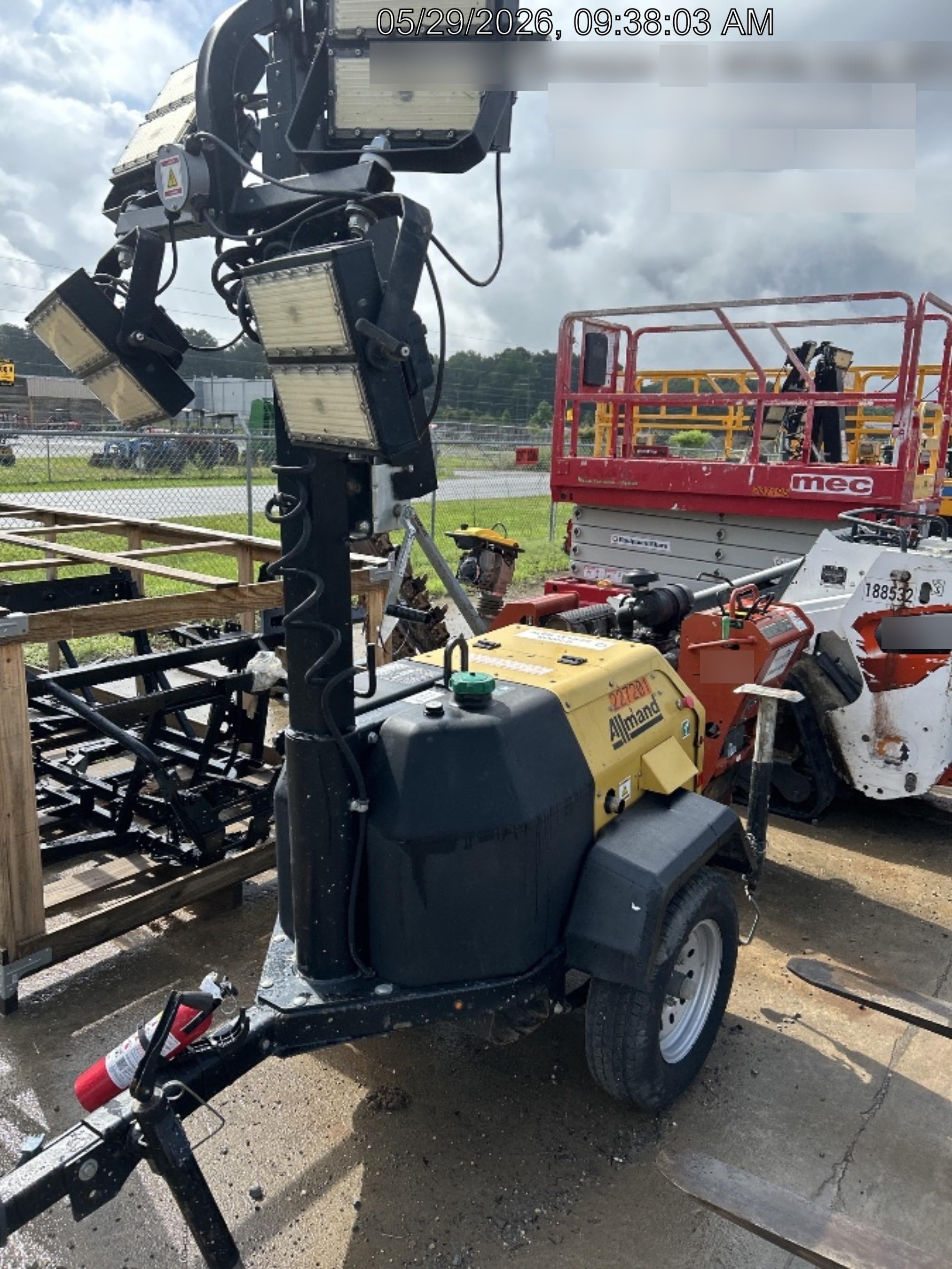 2022 Allmand NLV3GR (4) LED Light Fixture 350W, 23' Vertical Mast, 3kW Prime, Towable, Deep Sea L401, Leveling Jacks, Yanmar T4F 5.8hp