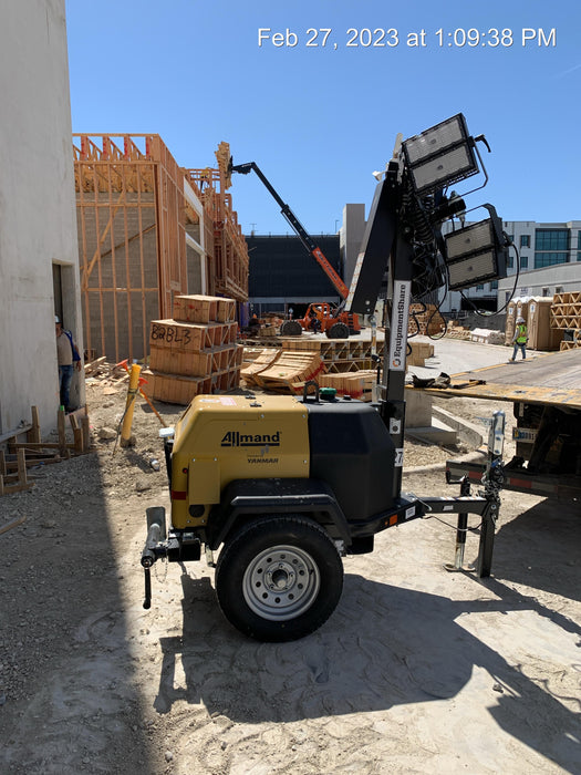 2022 Allmand NLV3GR (4) LED Light Fixture 350W, 23' Vertical Mast, 3kW Prime, Towable, ES Decals, T3