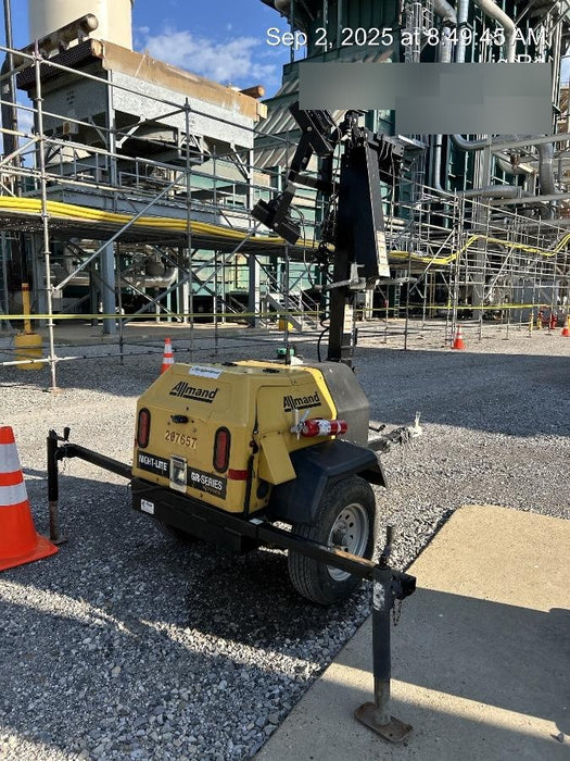 2022 Allmand NLV3GR (4) LED Light Fixture 350W, 23' Vertical Mast, 3kW Prime, Towable, Deep Sea L401, Leveling Jacks, Yanmar T4F 5.8hp