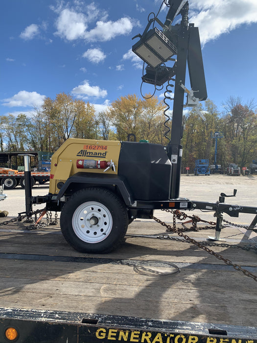 2021 Allmand NLV3GR (4) LED Light Fixture 350W, 23' Vertical Mast, 3kW Prime, Towable, Deep Sea L401, Leveling Jacks, Yanmar T4F 5.8hp