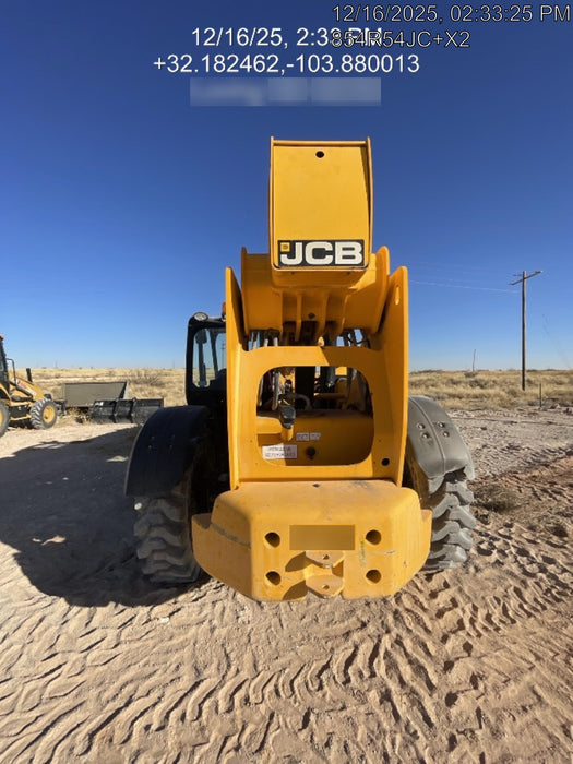 2019 JCB 510-56 Open ROPS, 74 HP, Solid Tires, Worklights, Beacon, Aux Hydraulics, Lifting Eye w/60" Carriage/60" Forks