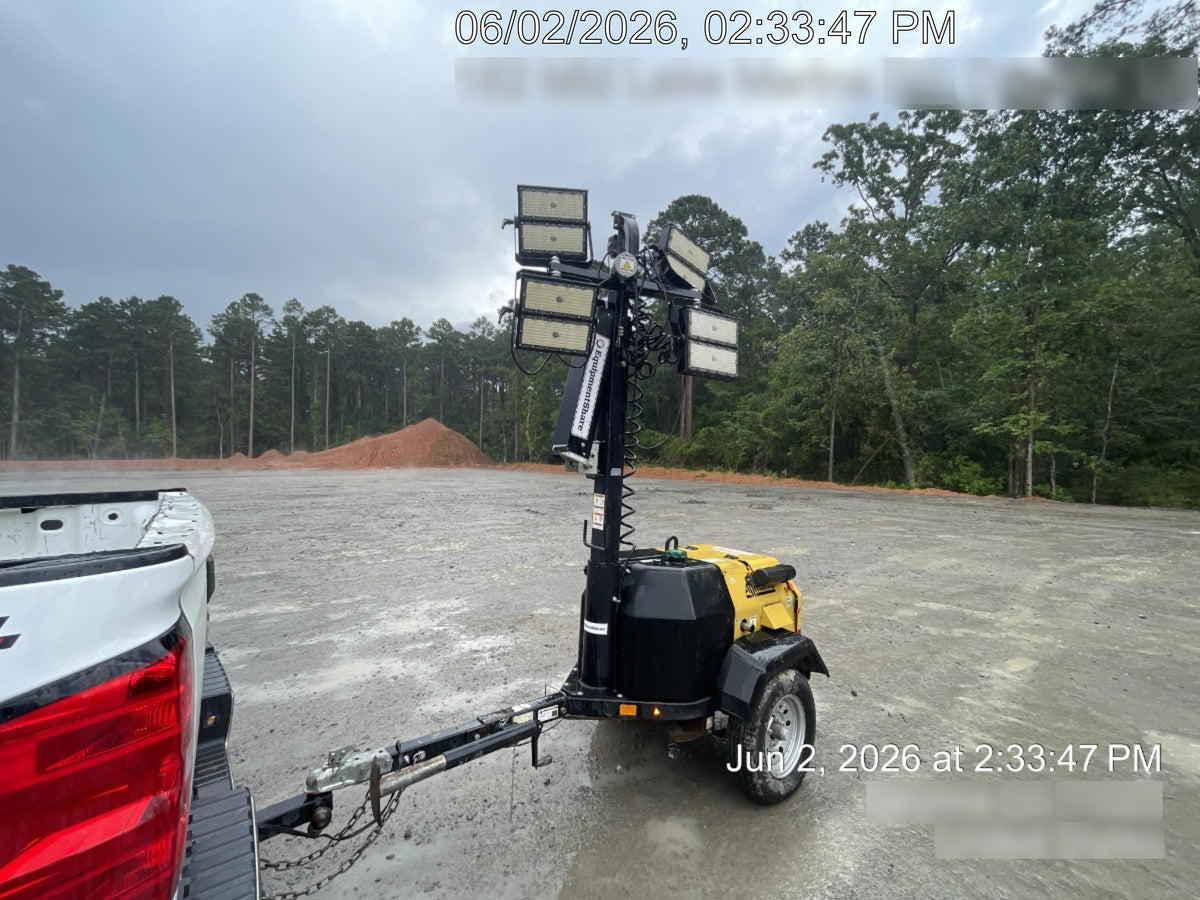 2022 Allmand NLV3GR (4) LED Light Fixture 350W, 23' Vertical Mast, 3kW Prime, Towable, Deep Sea L401, Leveling Jacks, Yanmar T4F 5.8hp
