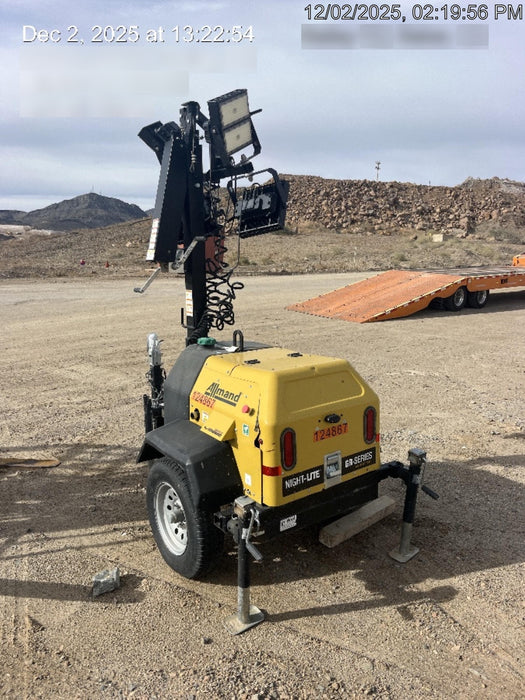 Allmand NLV3GR (4) LED Light Fixture 350W, 23' Vertical Mast, 3kW Prime, Towable, Deep Sea L401, Leveling Jacks, Yanmar T4F 5.8hp