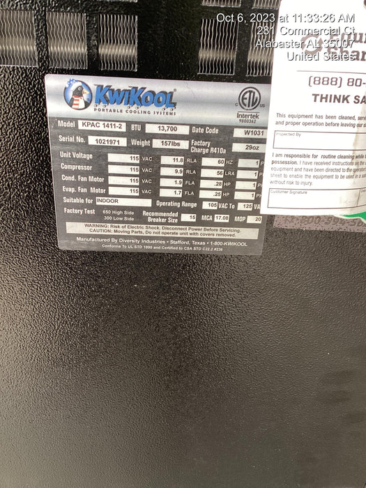 2022 KWIKOOL KPAC1411-2