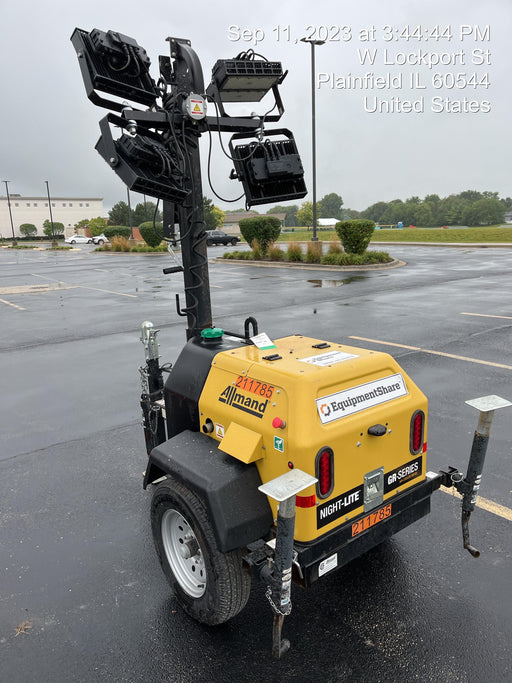 2022 Allmand NLV3GR (4) LED Light Fixture 350W, 23' Vertical Mast, 3kW Prime, Towable, Deep Sea L401, Leveling Jacks, Yanmar T4F 5.8hp