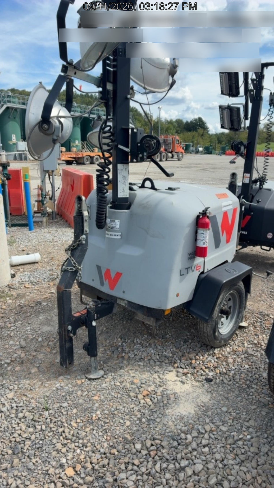 2019 Wacker Neuson LTV6L-MH Mobile Light Tower w/Fuel Level Sensor Installed
