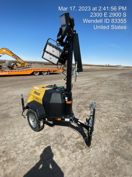 2022 Allmand NLV3GR (4) LED Light Fixture 350W, 23' Vertical Mast, 3kW Prime, Towable, ES Decals, T3