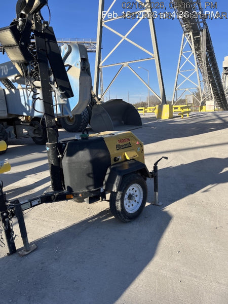 2021 Allmand NLV3GR (4) LED Light Fixture 350W, 23' Vertical Mast, 3kW Prime, Towable, Deep Sea L401, Leveling Jacks, Yanmar T4F 5.8hp