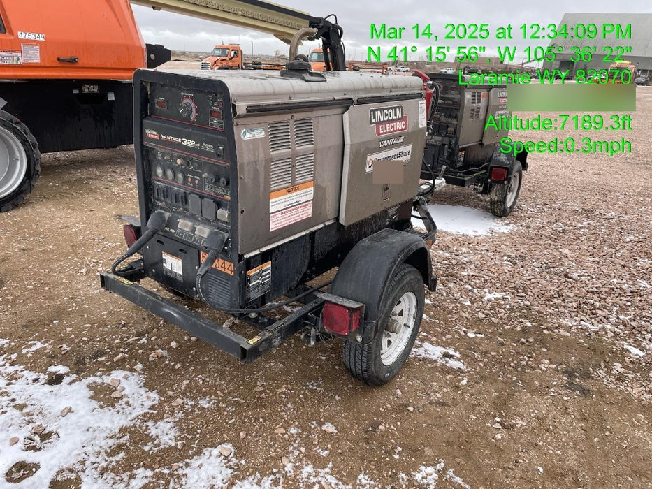 2019 Lincoln Electric Vantage 322 Welder Ready-Pak 3, Two wheel trailer, Fender and Light kit, Cable Rack