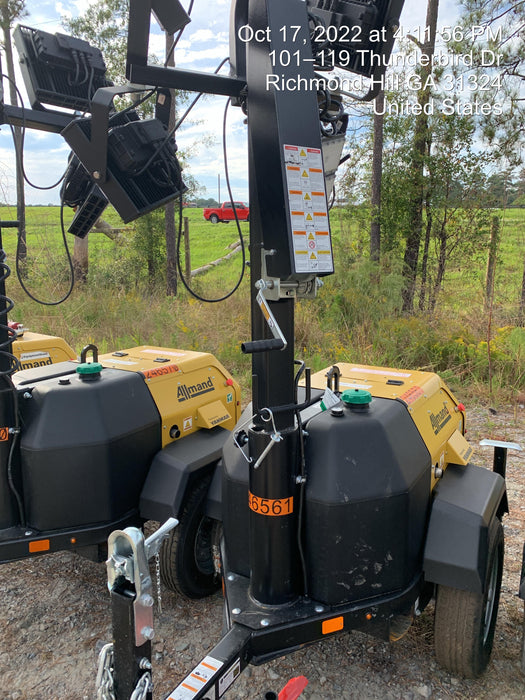 2022 Allmand NLV3GR (4) LED Light Fixture 350W, 23' Vertical Mast, 3kW Prime, Towable