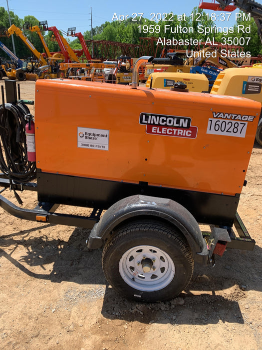 2021 Lincoln Electric Vantage 322 Vantage 322 Ready Pak 3 w/ Decals, ORANGE (includes trailer, cable rack, fender light kit) NO Telematics