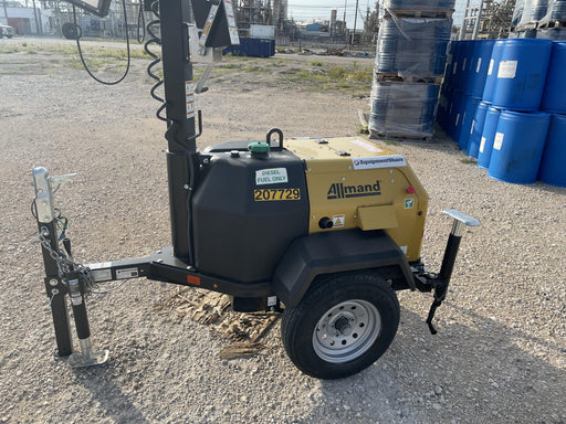 2022 Allmand NLV3GR (4) LED Light Fixture 350W, 23' Vertical Mast, 3kW Prime, Towable, Deep Sea L401, Leveling Jacks, Yanmar T4F 5.8hp