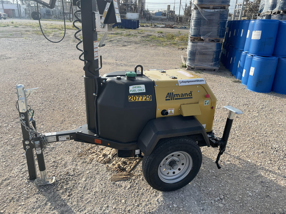 2022 Allmand NLV3GR (4) LED Light Fixture 350W, 23' Vertical Mast, 3kW Prime, Towable, Deep Sea L401, Leveling Jacks, Yanmar T4F 5.8hp