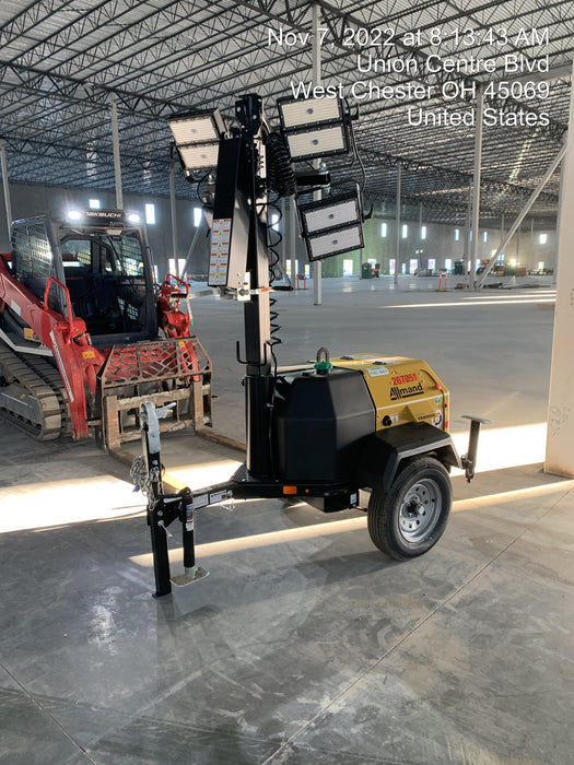 2022 Allmand NLV3GR (4) LED Light Fixture 350W, 23' Vertical Mast, 3kW Prime, Towable, ES Decals, T3