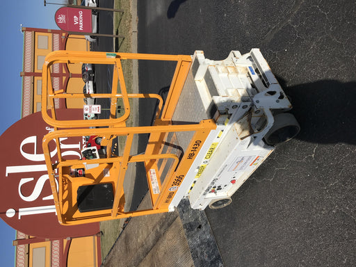 Custom Equipment HB-1430 Hy-Brid Scissor Lift
Platform capacity up to 670 lbs
Working height up to 20 ft
Weighs under 1,700 lbs
Non-marking wheels
