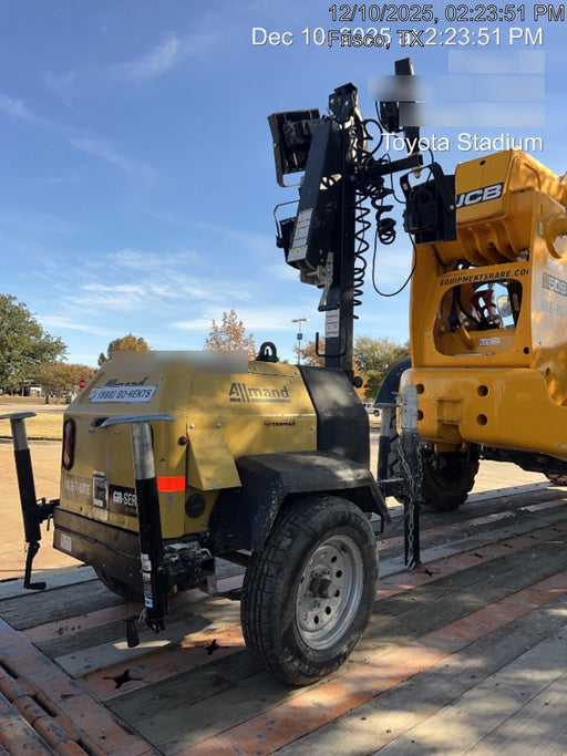 2022 Allmand NLV3GR (4) LED Light Fixture 350W, 23' Vertical Mast, 3kW Prime, Towable, Deep Sea L401, Leveling Jacks, Yanmar T4F 5.8hp