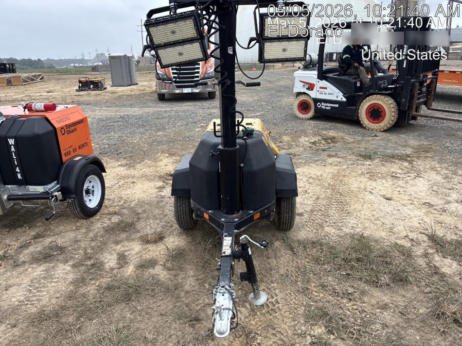 2022 Allmand NLV3GR (4) LED Light Fixture 350W, 23' Vertical Mast, 3kW Prime, Towable, Deep Sea L401, Leveling Jacks, Yanmar T4F 5.8hp