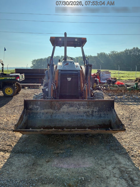 2019 Case 570N EP Canopy, 4WD, GP Front Bucket, Dual Tilt Cylinder, 84" Box Blade w/ Scarifier, Wheel Weights, Beacon