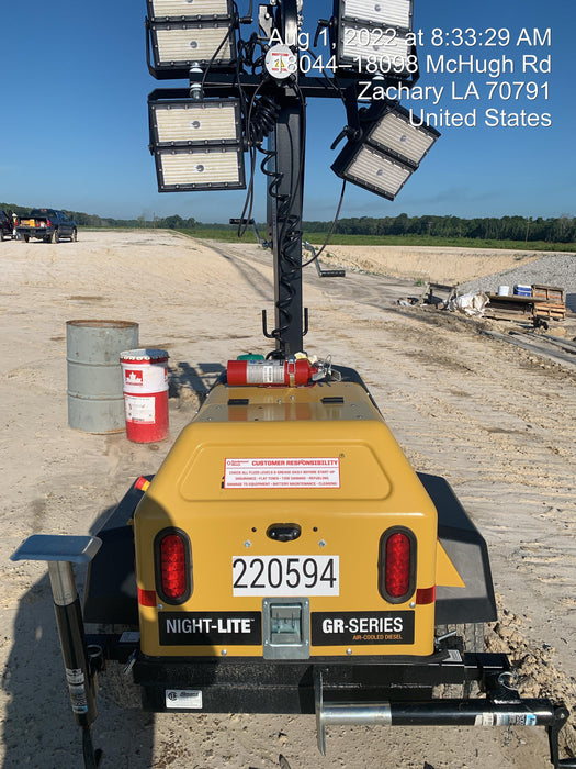 2022 Allmand NLV3GR (4) LED Light Fixture 350W, 23' Vertical Mast, 3kW Prime, Towable, Deep Sea L401, Leveling Jacks, Yanmar T4F 5.8hp