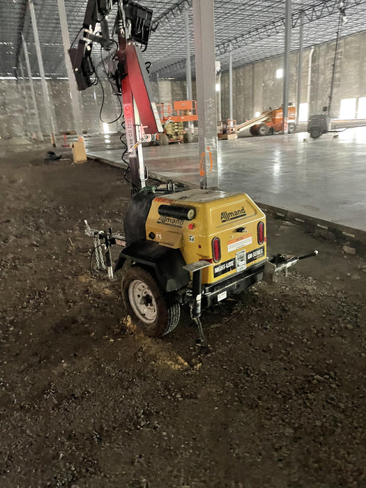 2021 Allmand NLV3GR (4) LED Light Fixture 350W, 23' Vertical Mast, 3kW Prime, Towable, Deep Sea L401, Leveling Jacks, Yanmar T4F 5.8hp