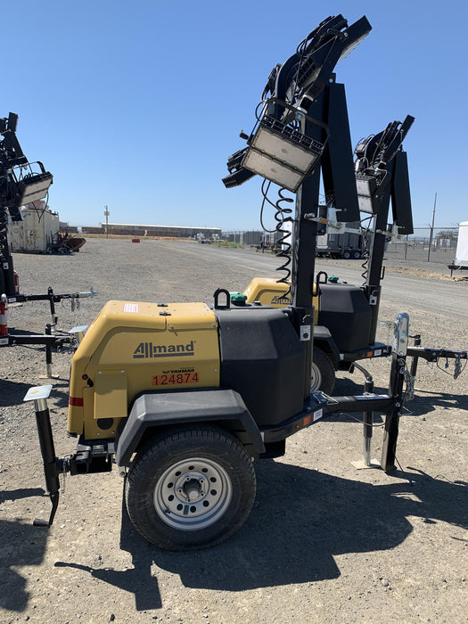 2020 Allmand NLV3GR (4) LED Light Fixture 350W, 23' Vertical Mast, 3kW Prime, Towable, Deep Sea L401, Leveling Jacks, Yanmar T4F 5.8hp