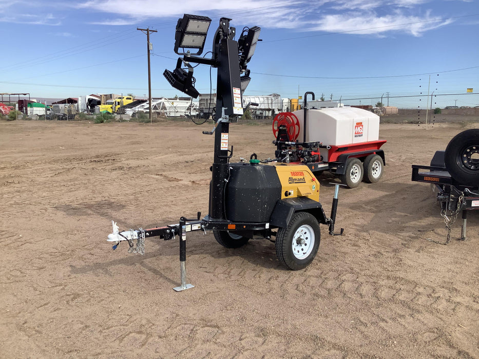 2021 Allmand NLV3GR (4) LED Light Fixture 350W, 23' Vertical Mast, 3kW Prime, Towable, Deep Sea L401, Leveling Jacks, Yanmar T4F 5.8hp