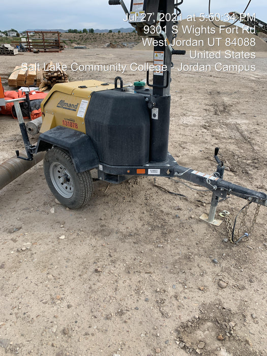 2021 Allmand NLV3GR (4) LED Light Fixture 350W, 23' Vertical Mast, 3kW Prime, Towable, Deep Sea L401, Leveling Jacks, Yanmar T4F 5.8hp