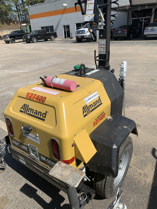 2021 Allmand NLV3GR (4) LED Light Fixture 350W, 23' Vertical Mast, 3kW Prime, Towable, Deep Sea L401, Leveling Jacks, Yanmar T4F 5.8hp