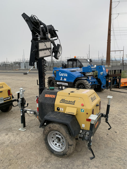 2020 Allmand NLV3GR (4) LED Light Fixture 350W, 23' Vertical Mast, 3kW Prime, Towable, Deep Sea L401, Leveling Jacks, Yanmar T4F 5.8hp