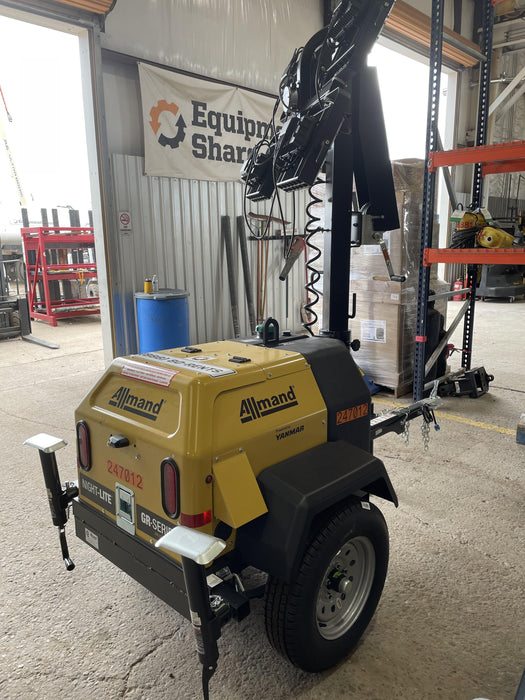 2022 Allmand NLV3GR (4) LED Light Fixture 350W, 23' Vertical Mast, 3kW Prime, Towable, ES Decals, T3