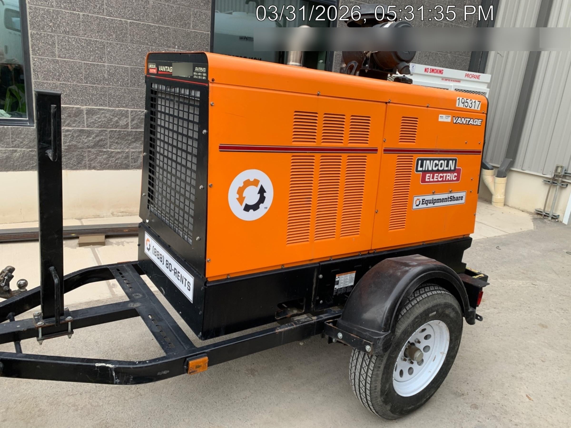 2021 Lincoln Electric Vantage 549X Ready Pak 3, ORANGE (includes trailer, cable rack, fender light kit)