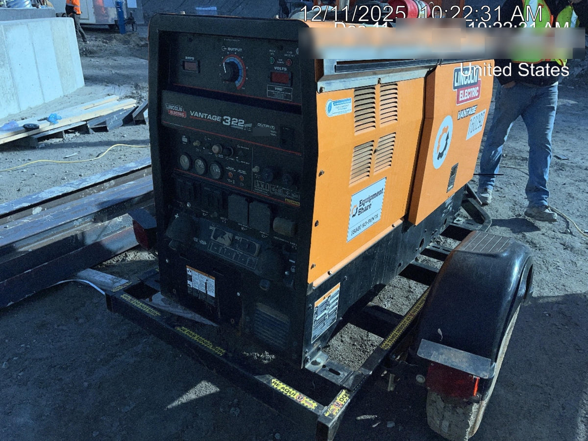 2021 Lincoln Electric Vantage 322 Vantage 322 Ready Pak 3 w/ Decals, ORANGE (includes trailer, cable rack, fender light kit) NO Telematics
